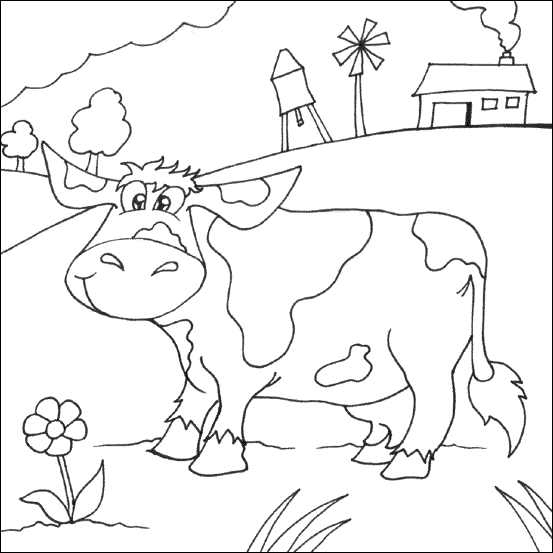 animal pictures for coloring. Cute Cow Coloring Picture