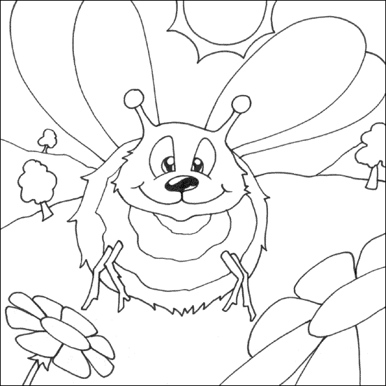 coloring pages of flowers for kids. Bumble Bee Coloring Page