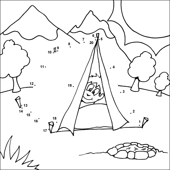 camping dot to dot coloring pages - photo #1