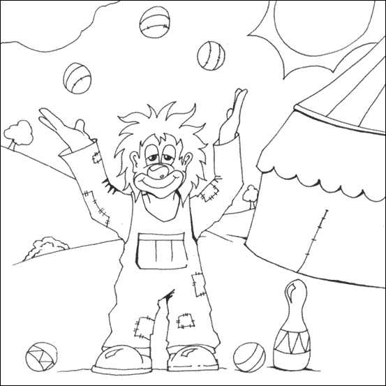 Juggling Clown Colouring Picture