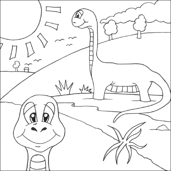 printable coloring pages dinosaurs. Happy Dinosaurs Coloring Pages
