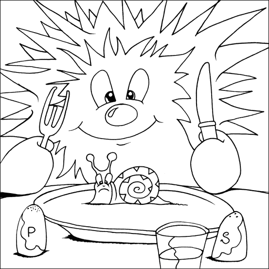 Hedgehog Eating Colouring Page
