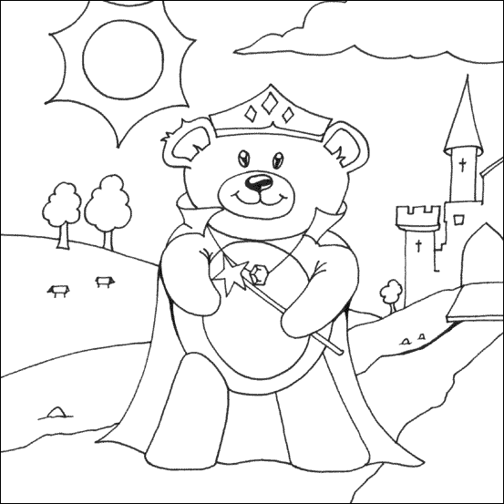 princess. Princess Teddy Bear Colouring