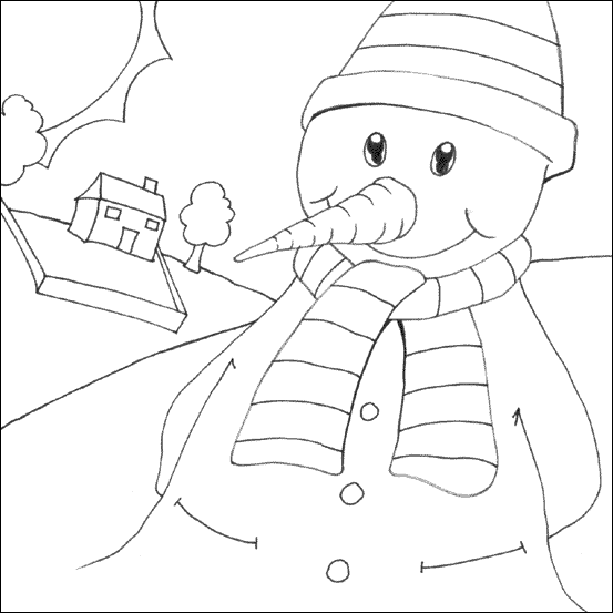 Happy Snowman Colouring
