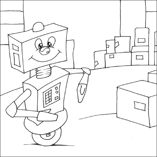 happy birthday coloring pages. robot coloring page 3