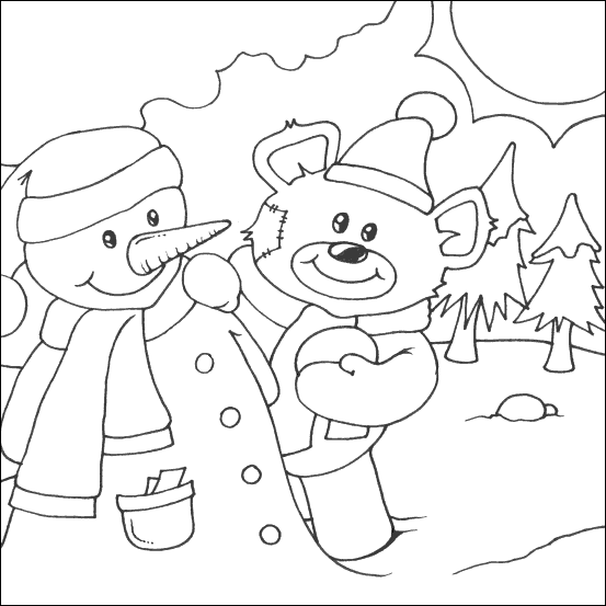 Xmas Teddy Bear Colouring