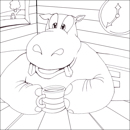 Hippo Colouring Picture