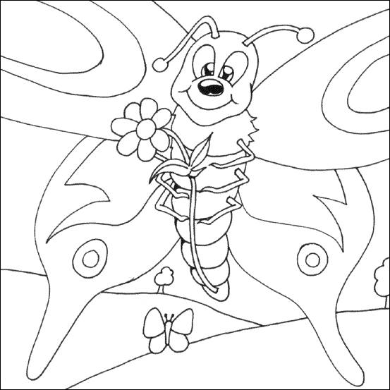 Butterfly with flower | My Free Colouring Pages