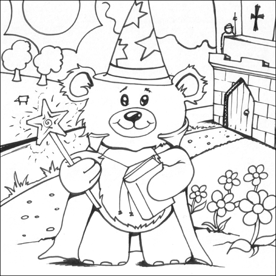 Magician Teddy Colouring Magician Teddy Colouring