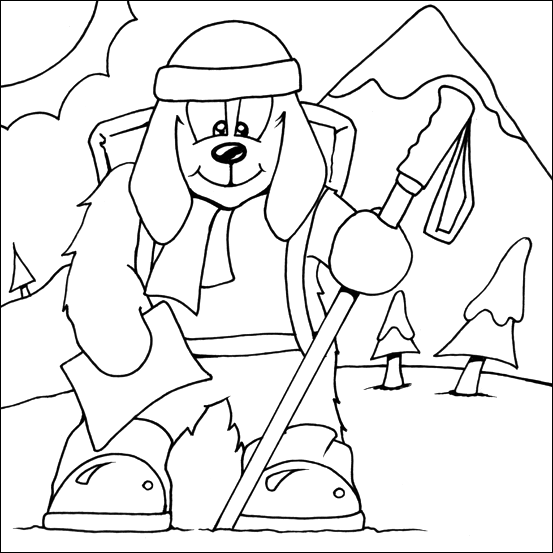 Dog Walking Colouring Page