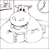 Hippo Colouring Picture